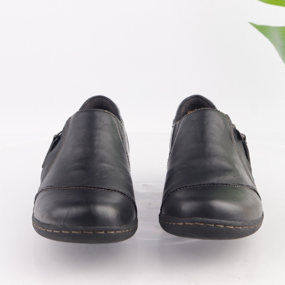Clarks Womens Ashland Palm‎ Loafer Size 8 Black Leather Comfort Flat Shoe Zip Up - Picture 2 of 13